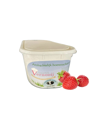 Aardbeien ijs, bak 2,5 liter, IJsboerderij Vernooij (1x_25_liter_aarbei_ijs)