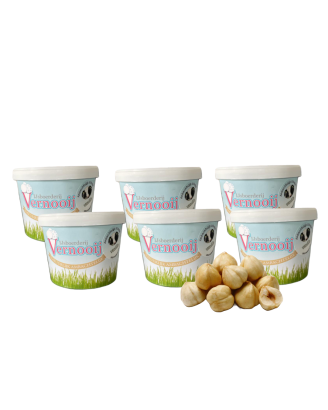 Hazelnoot ijs 6 x 450 ml beker per colli, IJsboerderij Vernooij (6_x450_ml_hazelnoot_ijs)