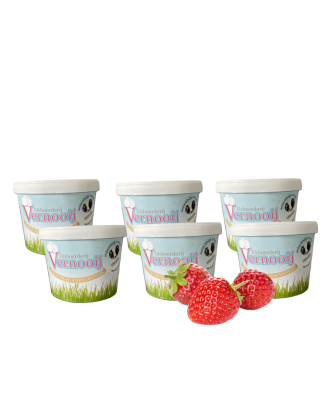 Aardbeien ijs 6 x 450 ml beker per colli, IJsboerderij Vernooij (6x_450_ml_aardbei_ijs)