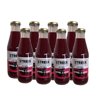 VOORRAAD STREEK Appel/kersensap, 8 x 0,75 liter van fruit Smorenburg en Drogenbroek (8x_appelkers_sap_446461681)