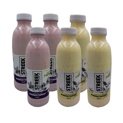 Bosbes yoghurt 3x 1 ltr en vanille yoghurt 3x 1 ltr, De Rijk Zuivel, Alphen aan den Rijn (mix_bosbes_vanille_yoghurt_de_rijk)